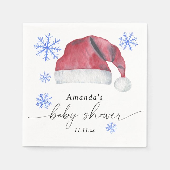 Guardanapo De Papel Chapéu de Papai Noel - chá de bebê  (Frente)