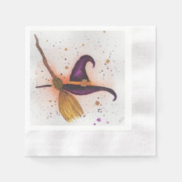 Guardanapo De Papel Chapéu e vassoura da bruxa do Halloween