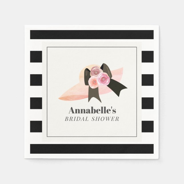 Guardanapo De Papel Chapéu Rosa Grande Estilo Derby para Chá de Noiva (Frente)