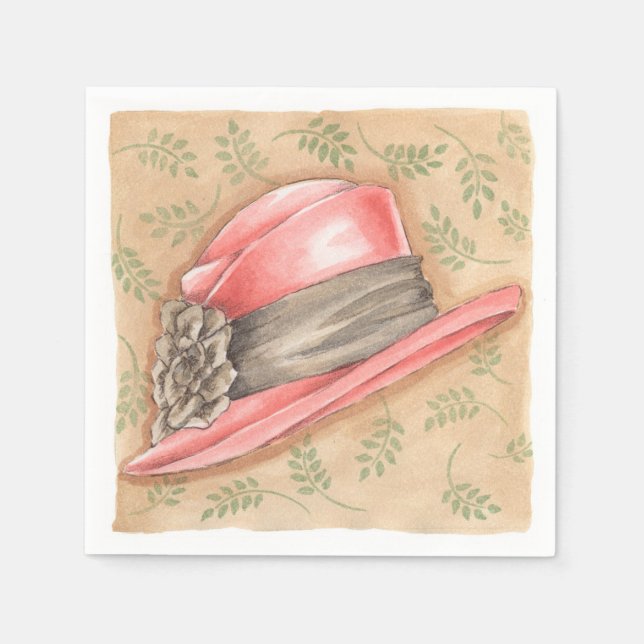 Guardanapo De Papel Chapéu Rosa - Papel Napkins (Frente)