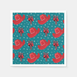 Guardanapo De Papel Chapéus De Cowboy E Canas Doces Do Natal Ocidental