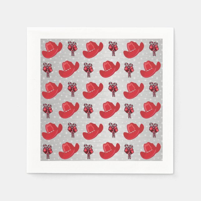 Guardanapo De Papel Chapéus De Cowboy E Canas Doces Do Natal Ocidental (Frente)