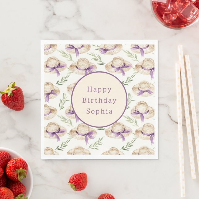 Guardanapo De Papel Chapéus de Creme Fitas Roxas Aniversário (Insitu)