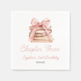 Guardanapo De Papel Chapter Three Pink Bow Books 3rd Birthday Party