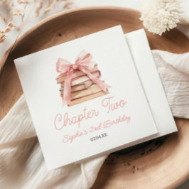 Guardanapo De Papel Chapter Two Pink Bow Books 2nd Birthday Party