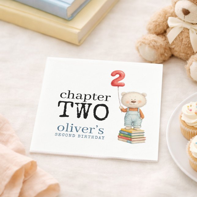 Guardanapo De Papel Chapter Two Teddy Bear Books Boy 2nd Birthday (Criador carregado)