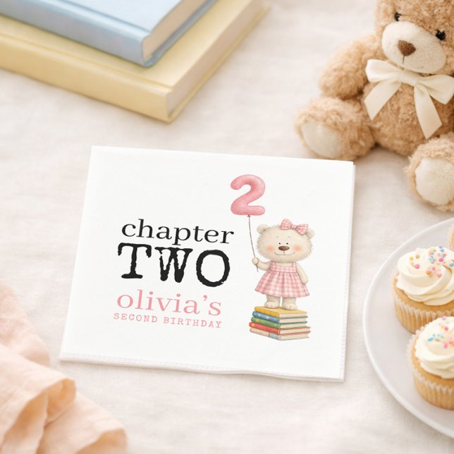 Guardanapo De Papel Chapter Two Teddy Bear Books Girl 2nd Birthday (Criador carregado)