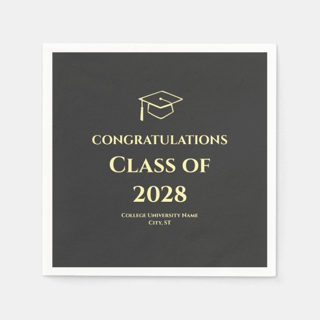 Guardanapo De Papel Charcoal Modern Congratulations Graduation Party (Frente)