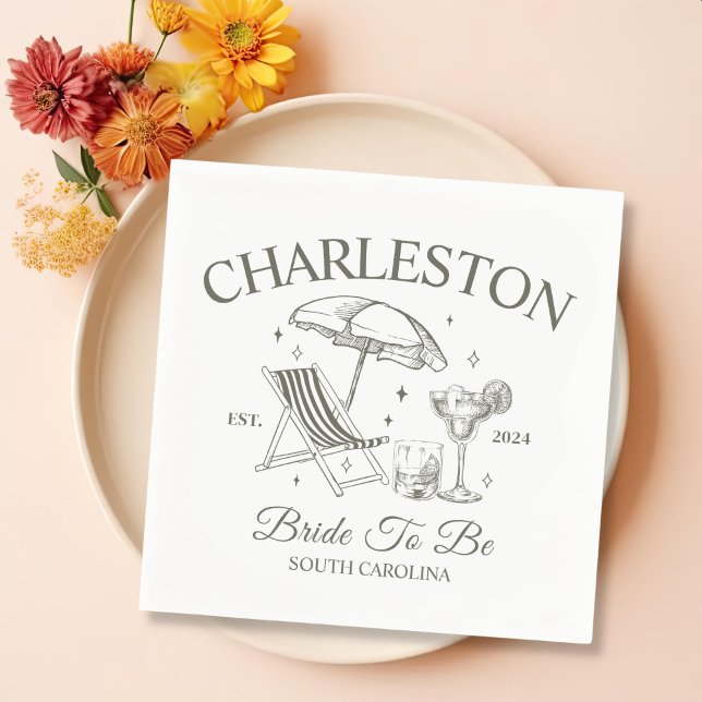 Guardanapo De Papel Charleston Bachelorette Bride Para Festa (Criador carregado)