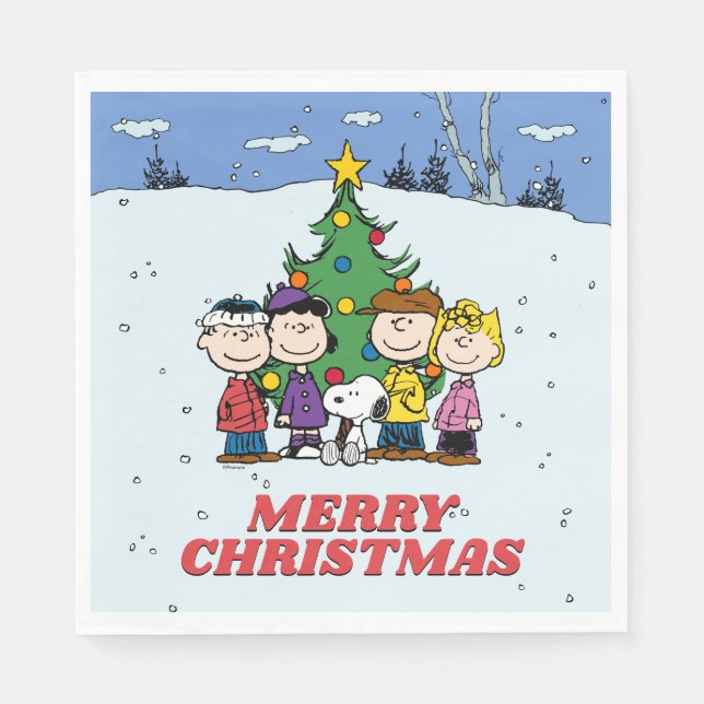 Guardanapo De Papel Charlie Brown e Amigos Natal (Frente)