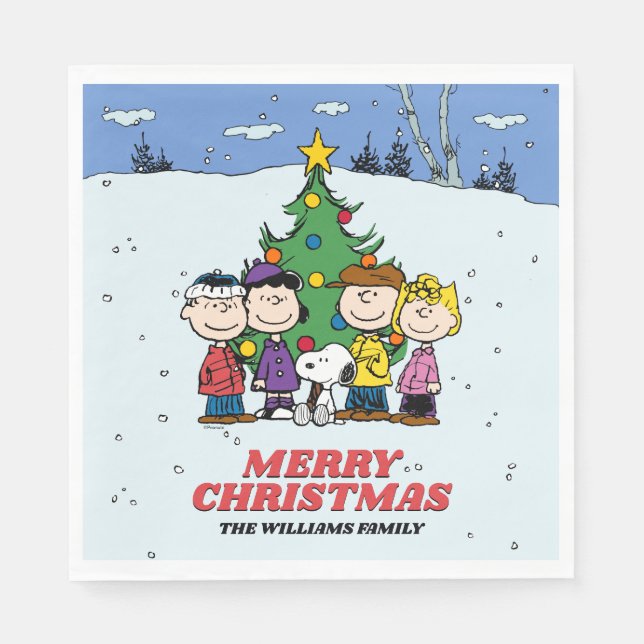 Guardanapo De Papel Charlie Brown e Amigos Natal (Frente)