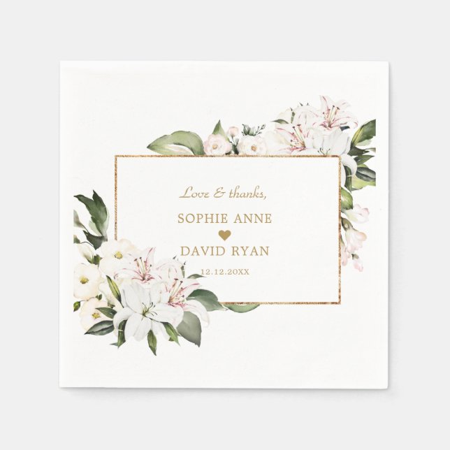 Guardanapo De Papel Charm Imperial Lily Dourado Baptismo (Frente)