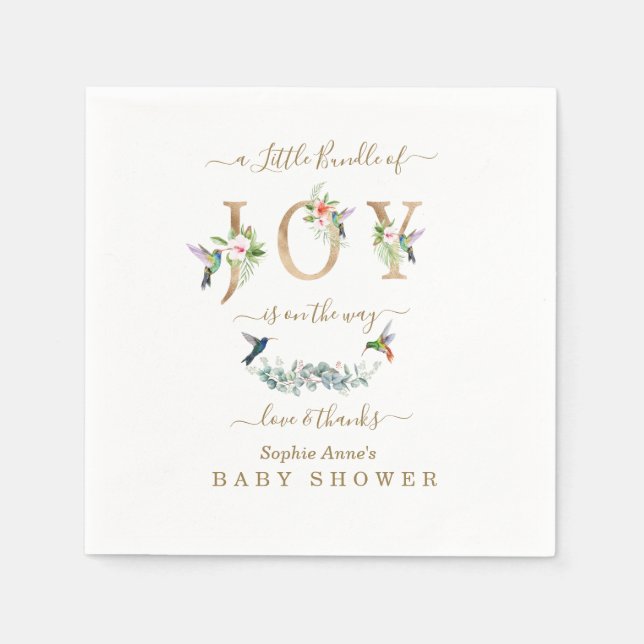 Guardanapo De Papel Charm Little Bundle Of Joy Hummingbird Chá de fral (Frente)