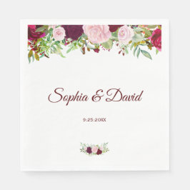 Guardanapo De Papel Charm Rustic Burgundy Marsala Casamento Floral