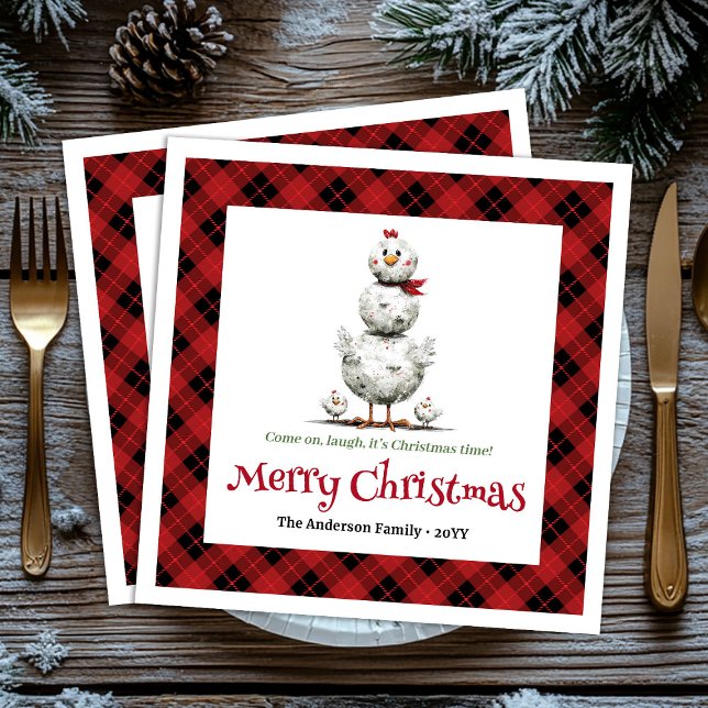 Guardanapo De Papel Charming Funny Chickens Editable Personalized Xmas (Charming Funny Chickens Editable Personalized Holiday Christmas Napkins

)