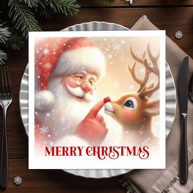 Guardanapo De Papel Charming Santa and Rudolph Christmas Napkins Dinne (Charming Santa and Rudolph Christmas Napkins Dinner Tableware

)