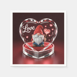 Guardanapo De Papel Charming Valentine Gnome in Crystal Heart Display