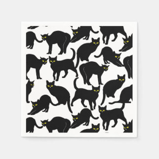 Guardanapo De Papel Chats Noirs sur Fond Blanc
