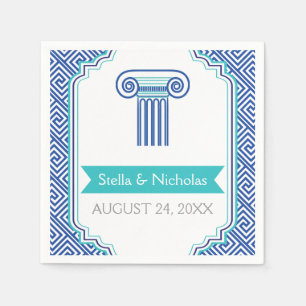 Guardanapo De Papel Chave grega azul e casamento Grecian da coluna