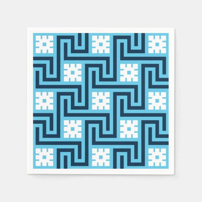 Guardanapo De Papel Chave Grega Deco, Azul Céu e Marinho (Frente)