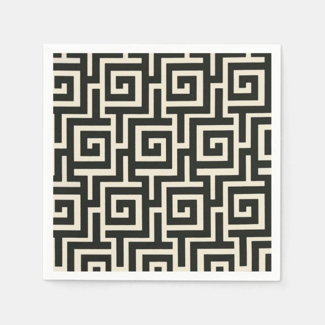 Guardanapo De Papel Chave grega preta (Frente)