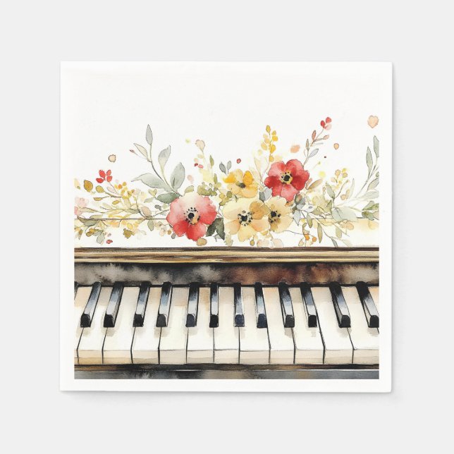 Guardanapo De Papel Chaves e Flores de Piano (Frente)