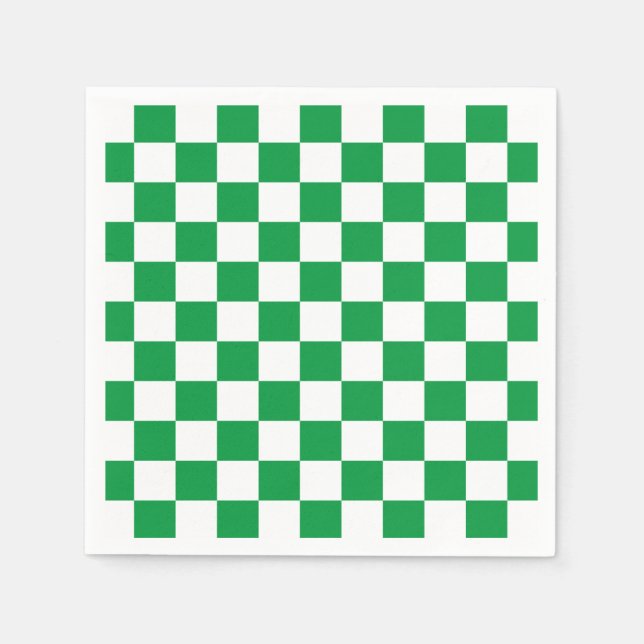 Guardanapo De Papel Checkerboard branco verde (Frente)