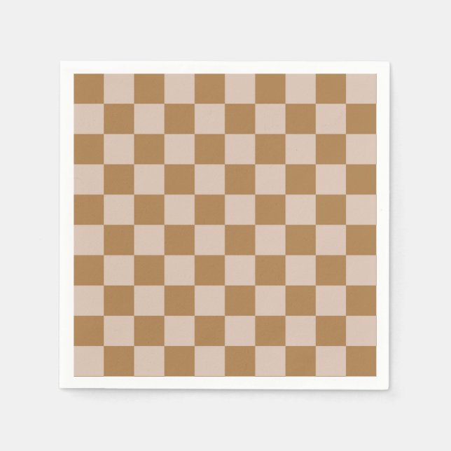 Guardanapo De Papel Checkerboard castanho (Frente)