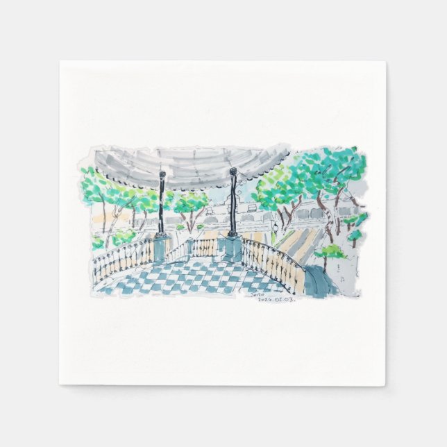 Guardanapo De Papel Checkerboard Kiosk Park View (Frente)