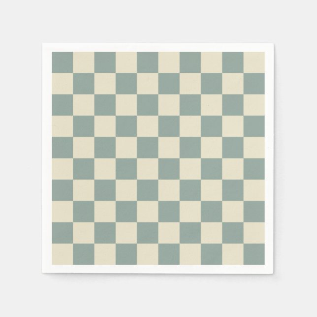 Guardanapo De Papel Checkerboard verde e amarelo pálido (Frente)