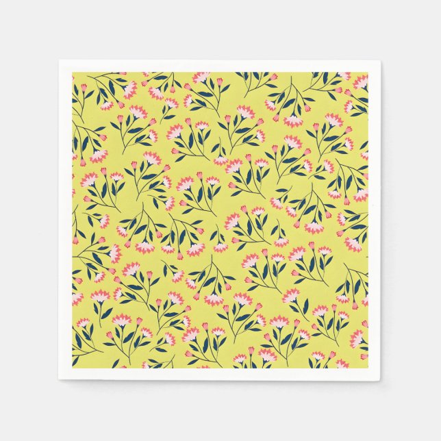 Guardanapo De Papel  Cheerful Floral Pattern: Pink Flowers  (Frente)