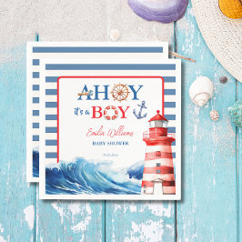 Guardanapo De Papel Cheerful Red Blue Maritime Waves Baby Shower