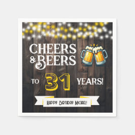 Guardanapo De Papel Cheers and Beers to 31 Years Rustic Birthday Party