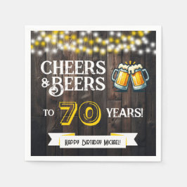Guardanapo De Papel Cheers and Beers to 70 Years Rustic Birthday Party