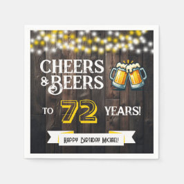 Guardanapo De Papel Cheers and Beers to 72 Years Rustic Birthday Party