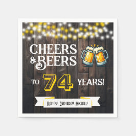 Guardanapo De Papel Cheers and Beers to 74 Years Rustic Birthday Party