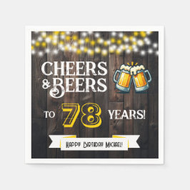 Guardanapo De Papel Cheers and Beers to 78 Years Rustic Birthday Party