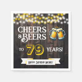 Guardanapo De Papel Cheers and Beers to 79 Years Rustic Birthday Party