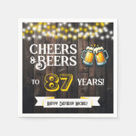 Guardanapo De Papel Cheers and Beers to 87 Years Rustic Birthday Party