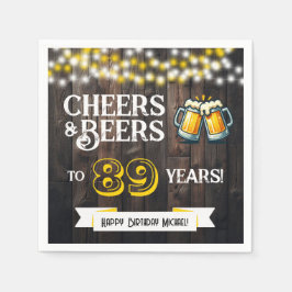 Guardanapo De Papel Cheers and Beers to 89 Years Rustic Birthday Party