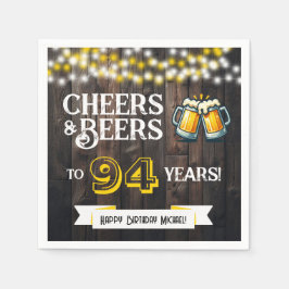Guardanapo De Papel Cheers and Beers to 94 Years Rustic Birthday Party