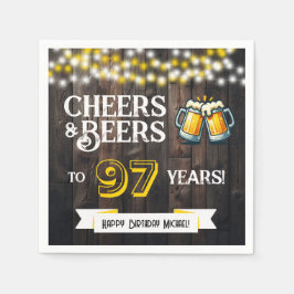 Guardanapo De Papel Cheers and Beers to 97 Years Rustic Birthday Party