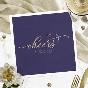 Guardanapo De Papel Cheers - Chic Grafite Dourado Azul Marinho Casamen