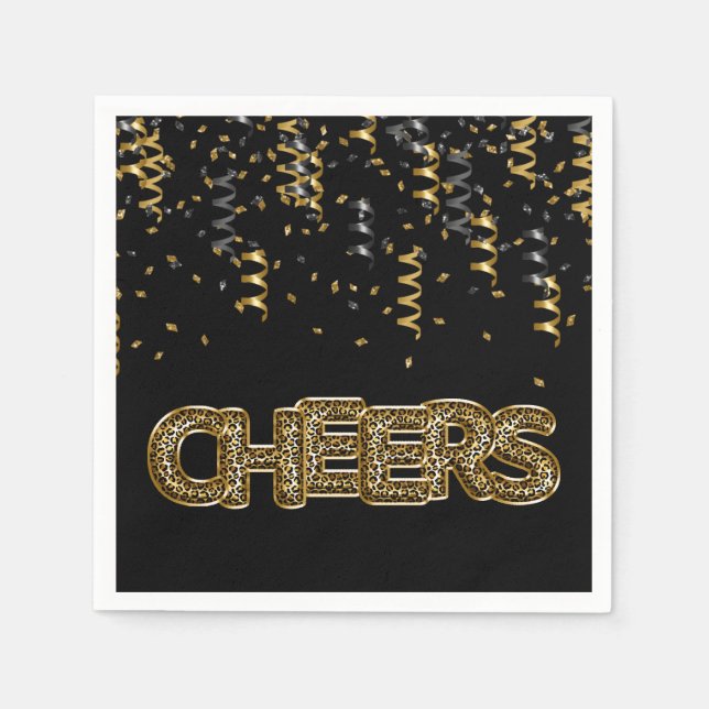 Guardanapo De Papel CHEERS Leopard Impressão Balão Celebração Chic Div (Frente)