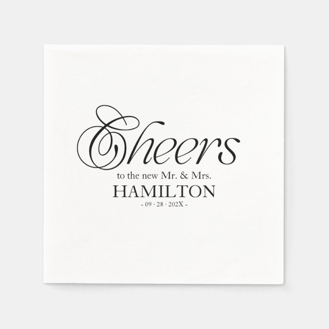 Guardanapo De Papel Cheers Modern Minimalist Wedding (Frente)