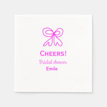 Cheers purple pink bow bridal shower add name