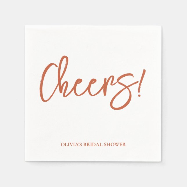 Guardanapo De Papel Cheers Wedding Napkins with Rustic Hand Lettering (Frente)