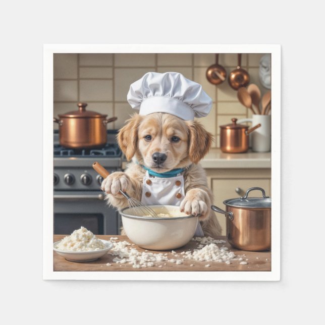 Guardanapo De Papel Chef Golden Retriever Puppy  (Frente)
