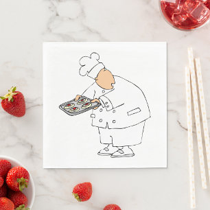 Guardanapo De Papel Chef Padeiro de Desenho Animado Divertido com Band