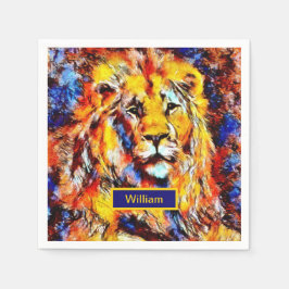 Guardanapo De Papel Chefe de uma Arte de Vintagem de Leão com Nome